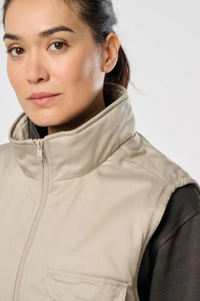 Designed To Work uniszex bélelt többzsebes Polycotton mellény (WK607), modellen