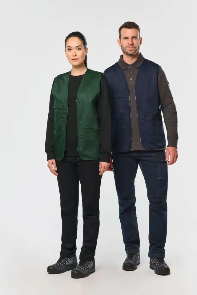 Designed To Work uniszex többzsebes Polycotton mellény (WK608), modellen