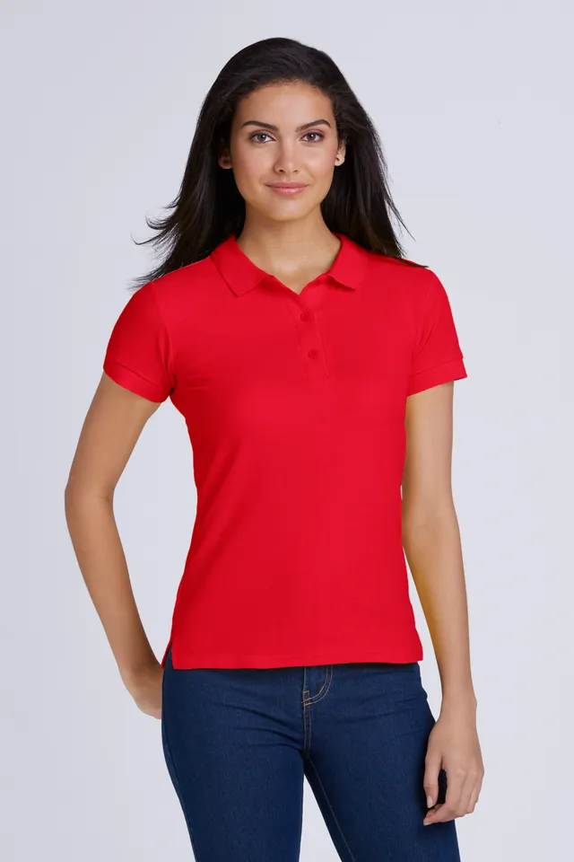 Gildan Premium Cotton® női dupla piké póló (85800L), modellen