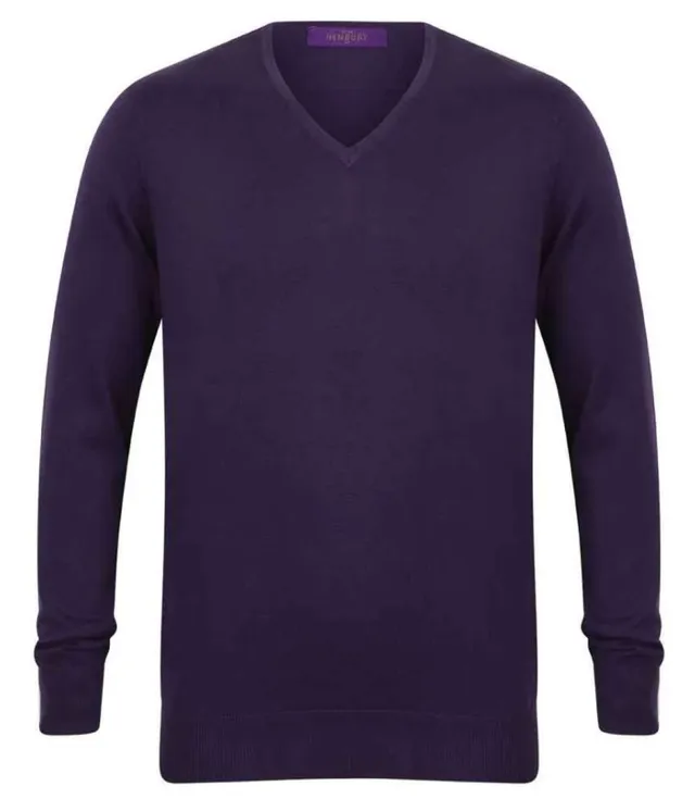 Henbury férfi 12GG V-nyakú pulóver (H720)