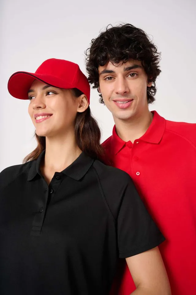 iDeal Basic női alap poliészter galléros póló (IB201), modellen