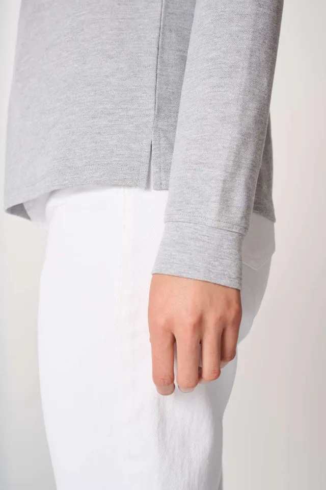 iDeal Basic női hosszú ujjú piké galléros póló (IB223), modellen