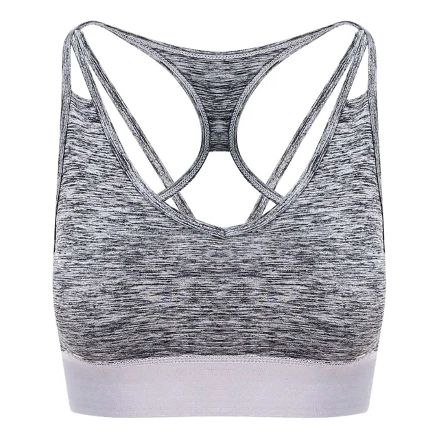 Just Cool női keresztezett hátú Crop Top (JC019), Melírozott szürke színben