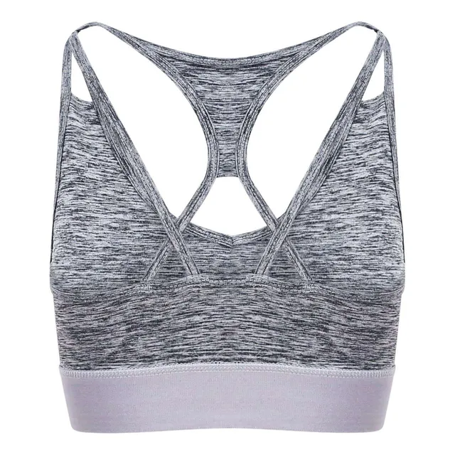 Just Cool női keresztezett hátú Crop Top (JC019), Melírozott szürke színben