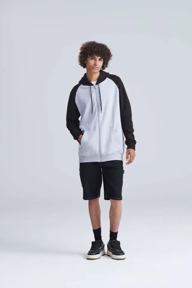 Just Hoods Baseball cipzáras kapucnis pulóver (JH063), modellen