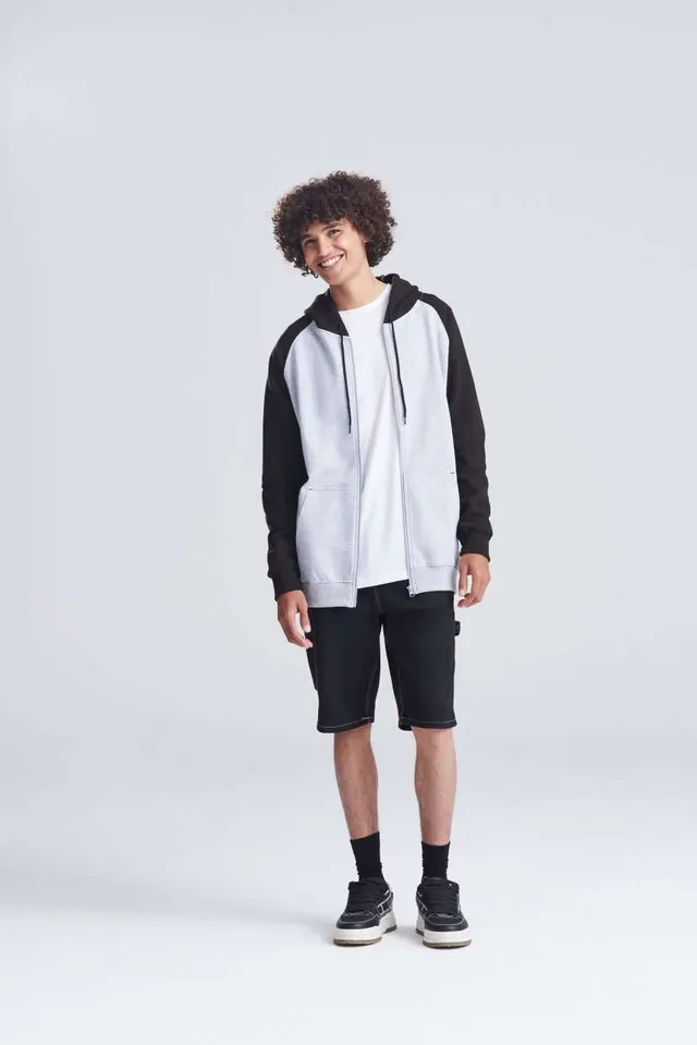 Just Hoods Baseball cipzáras kapucnis pulóver (JH063), modellen
