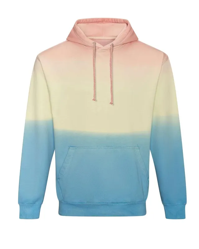 Just Hoods Batikolt kapucnis pulóver (JH022), Pastel Sunset Dip (rózsaszín) színben