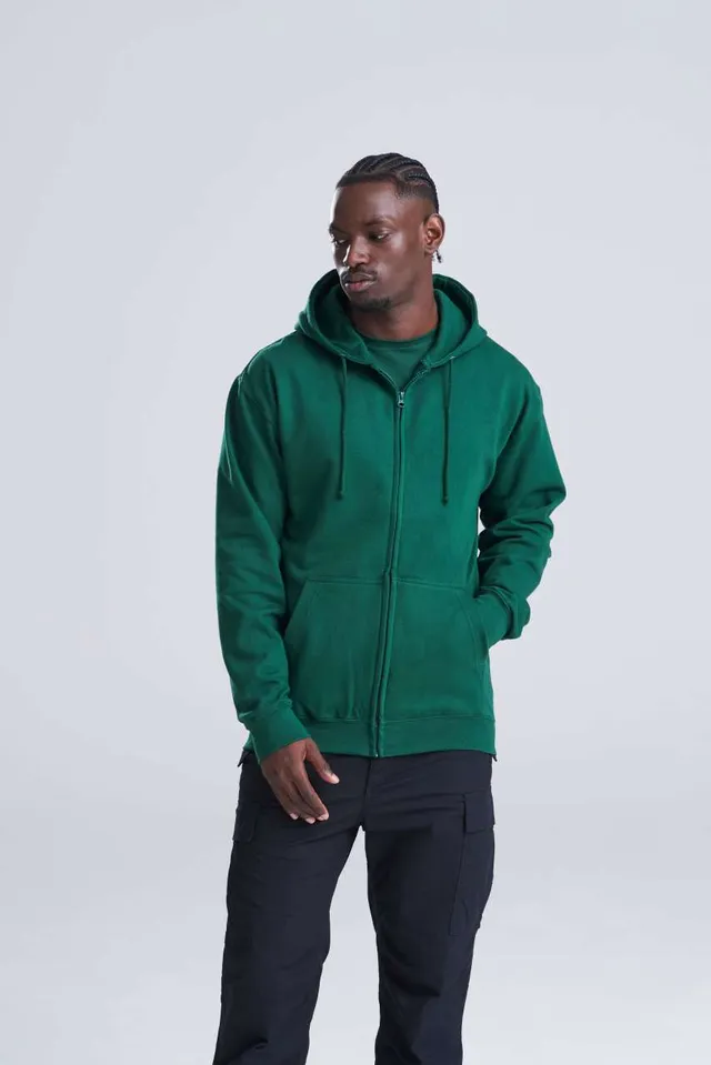 Just Hoods cipzáras kapucnis férfi pulóver (JH050), modellen