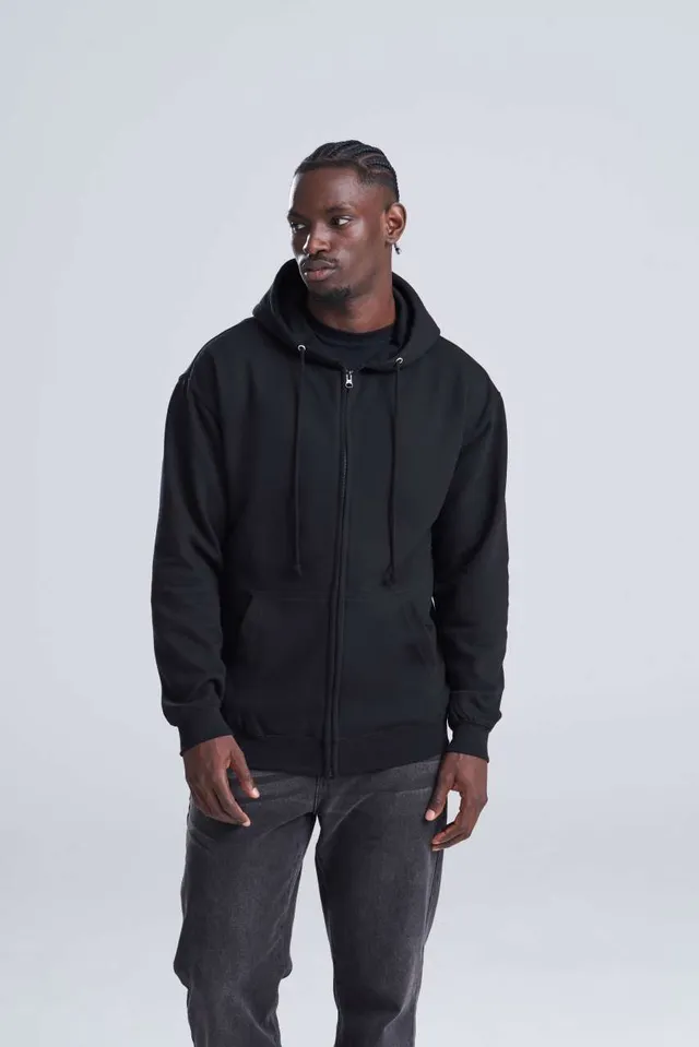 Just Hoods cipzáras kapucnis férfi pulóver (JH050), modellen