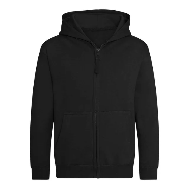 Just Hoods gyermek cipzáras kapucnis pulóver (JH050J), Mélyfekete színben