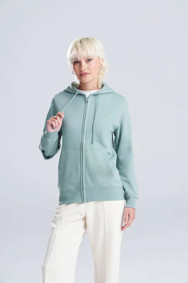 Just Hoods női College cipzáras kapucnis pulóver (JH050F), modellen