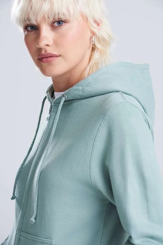 Just Hoods női College cipzáras kapucnis pulóver (JH050F), modellen