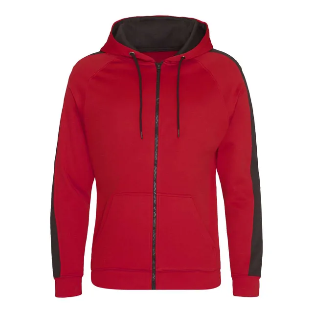 Just Hoods sport poliészter cipzáras kapucnis pulóver (JH066), modellen