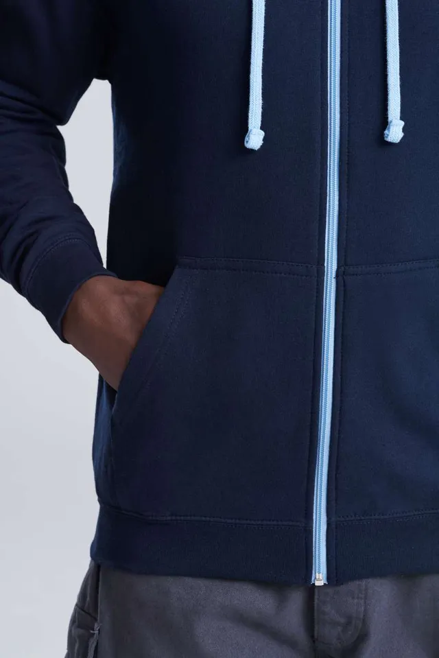 Just Hoods Varsity cipzáras kapucnis pulóver (JH053), modellen