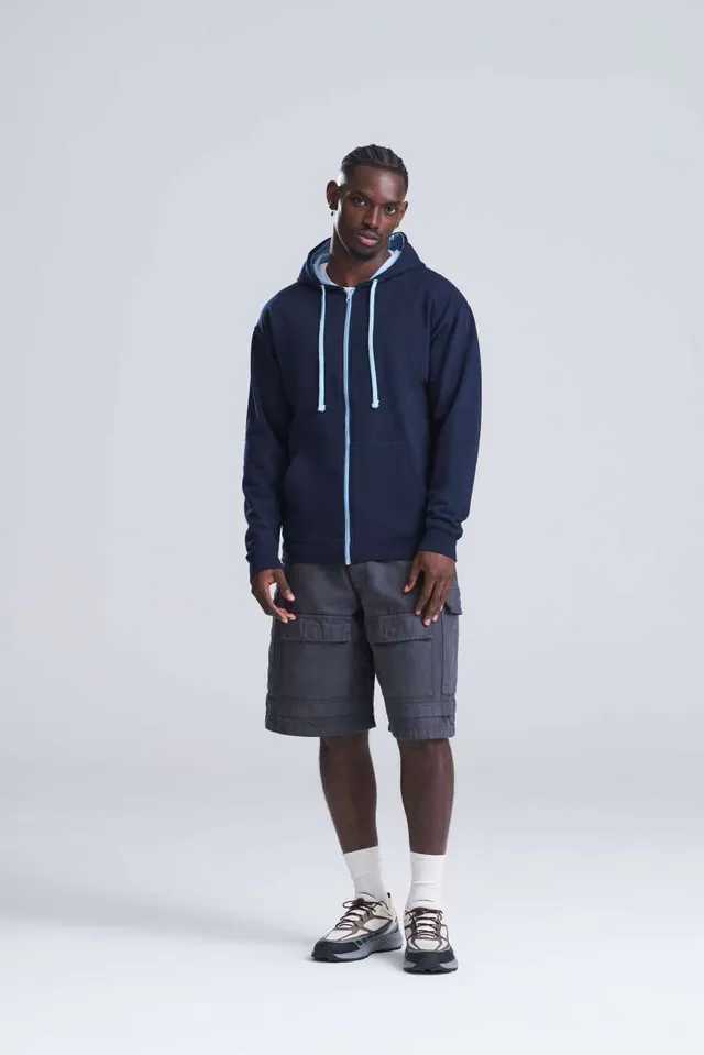 Just Hoods Varsity cipzáras kapucnis pulóver (JH053), modellen