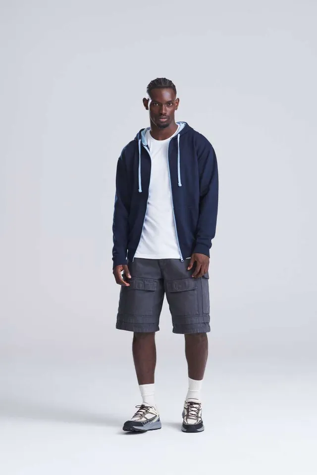 Just Hoods Varsity cipzáras kapucnis pulóver (JH053), modellen