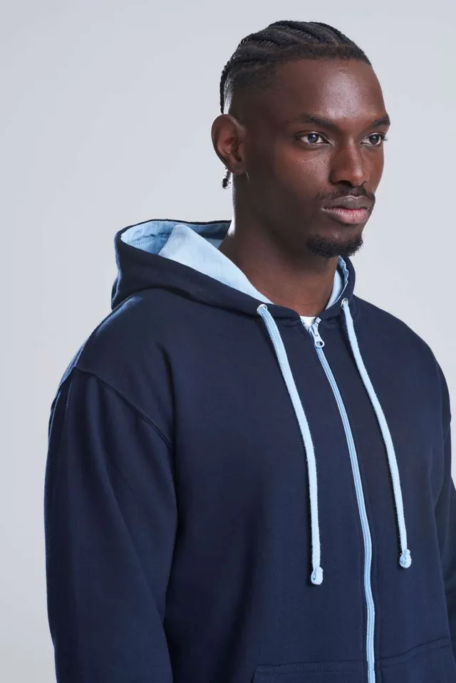 Just Hoods Varsity cipzáras kapucnis pulóver (JH053), modellen