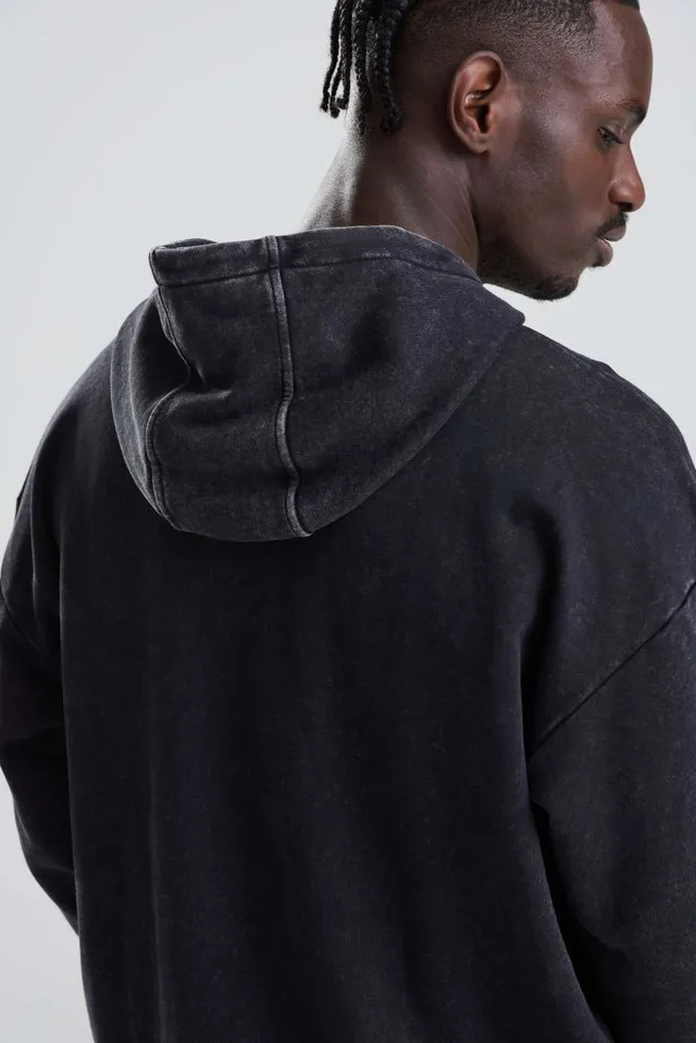 Just Hoods Vintage mosott hatású kapucnis pulóver (JH180), modellen