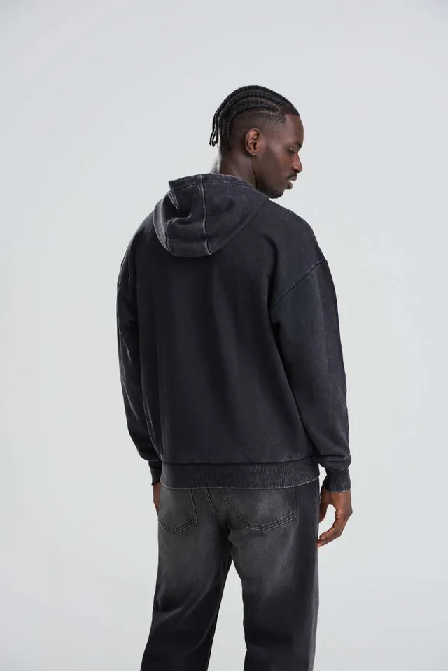 Just Hoods Vintage mosott hatású kapucnis pulóver (JH180), modellen