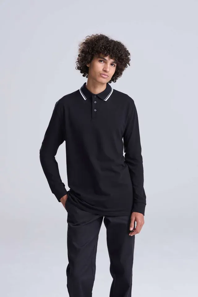 Just Polos hosszú ujjú szegélyezett 100 póló (JP103), modellen