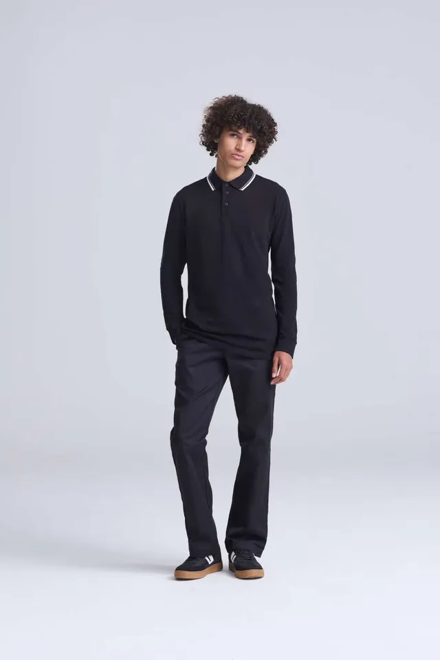 Just Polos hosszú ujjú szegélyezett 100 póló (JP103), modellen