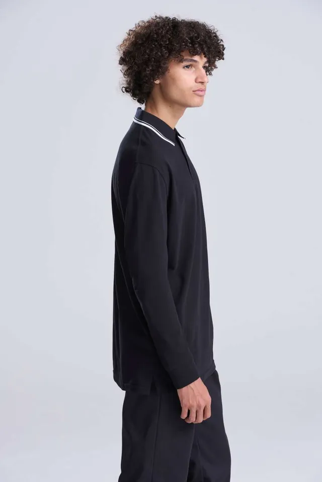 Just Polos hosszú ujjú szegélyezett 100 póló (JP103), modellen