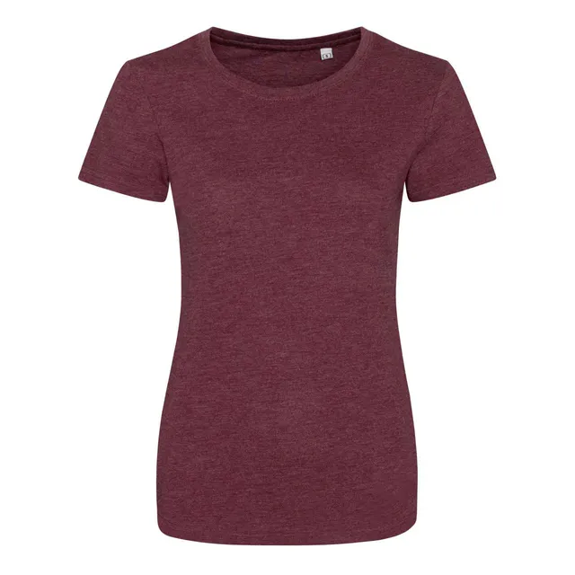 Just Ts női Tri-Blend póló (JT001F), Melírozott burgundi színben