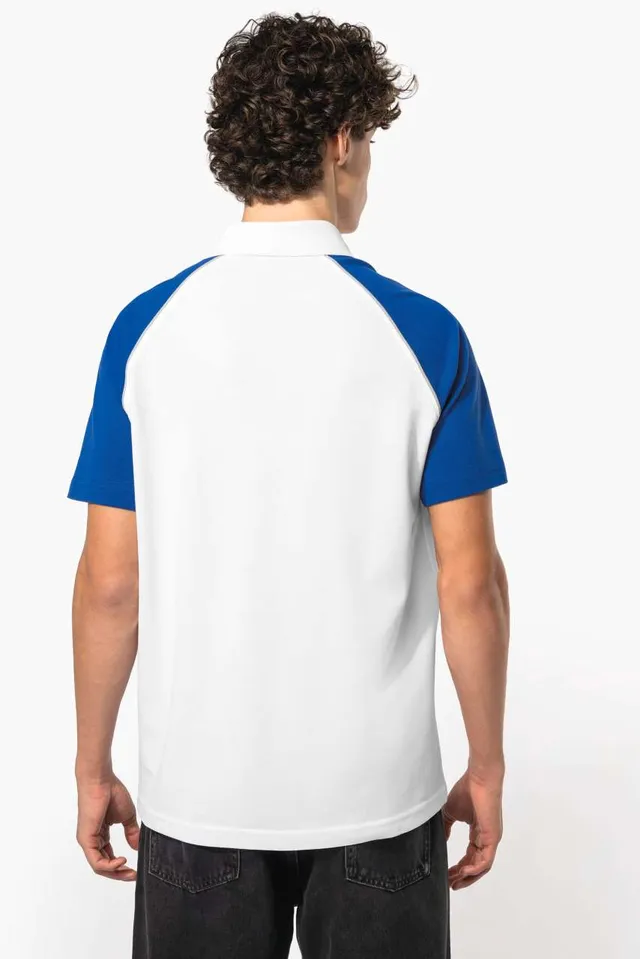 Kariban Baseball kontrasztos galléros férfi póló (K226), modellen