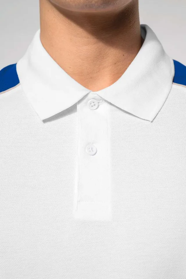 Kariban Baseball kontrasztos galléros férfi póló (K226), modellen