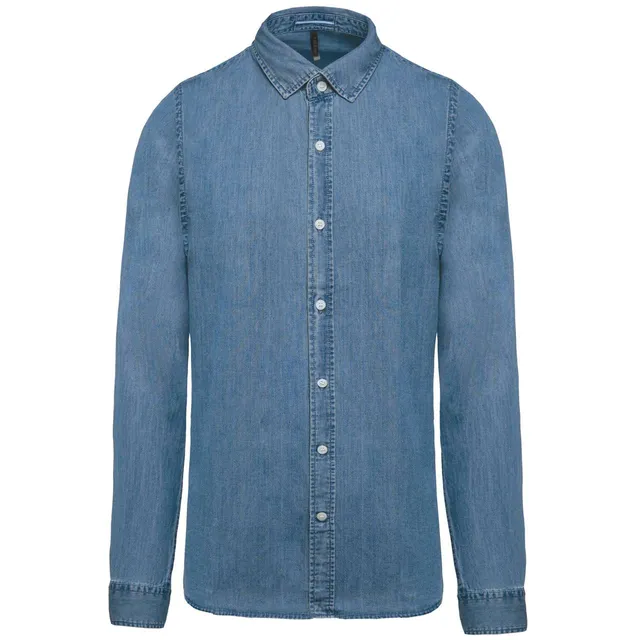 Kariban férfi Chambray ing (K512), Chambray Blue (kék) színben