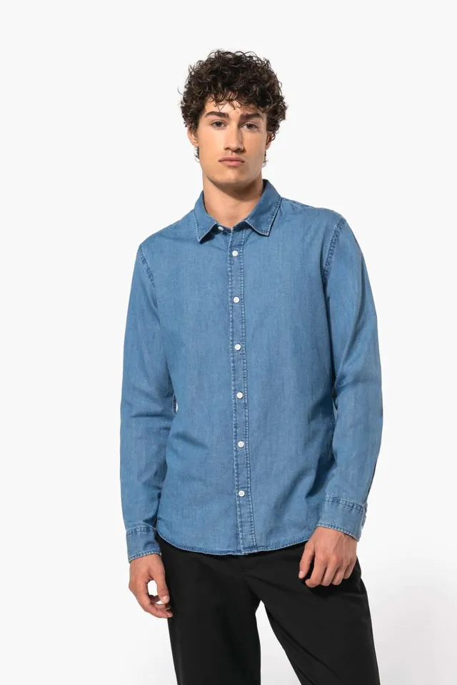 Kariban férfi Chambray ing (K512), modellen
