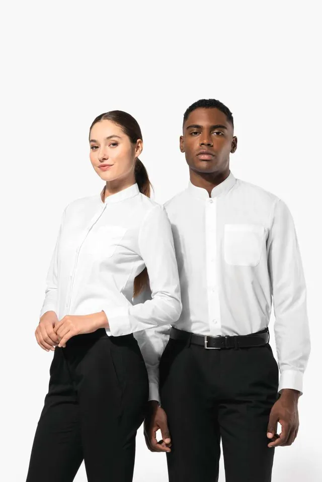 Kariban férfi hosszú ujjú ing Mandarin gallérral (K515), modellen