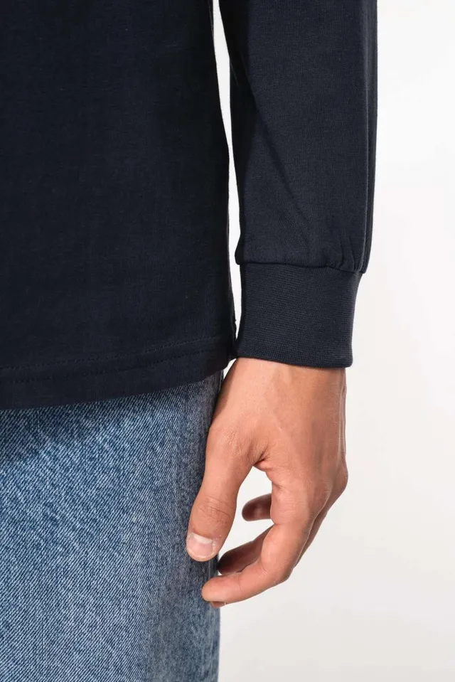 Kariban férfi hosszú ujjú jersey galléros póló (K264), modellen
