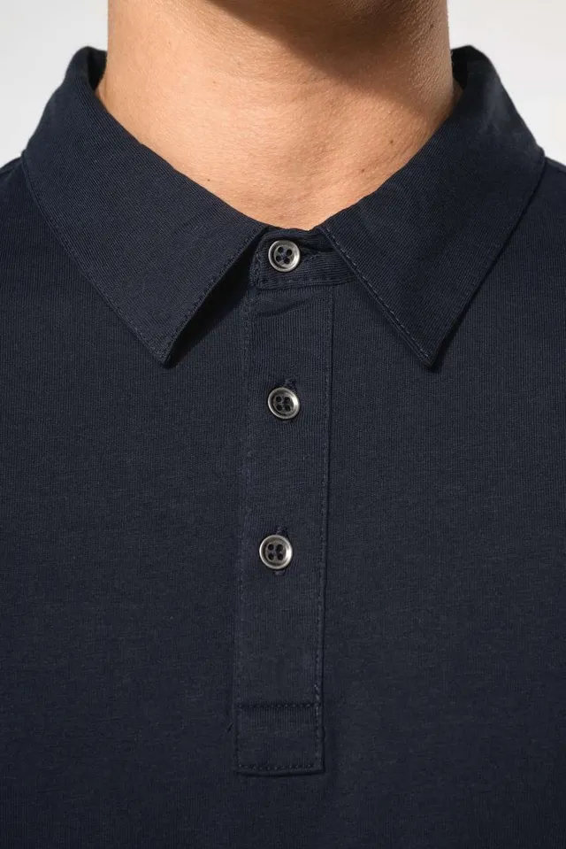 Kariban férfi hosszú ujjú jersey galléros póló (K264), modellen