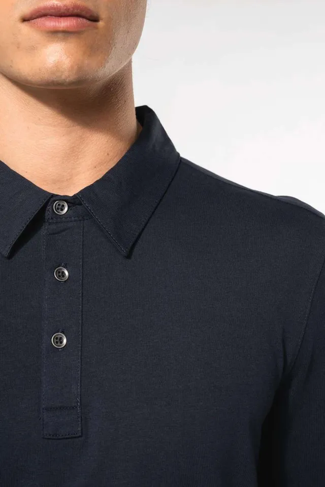 Kariban férfi hosszú ujjú jersey galléros póló (K264), modellen