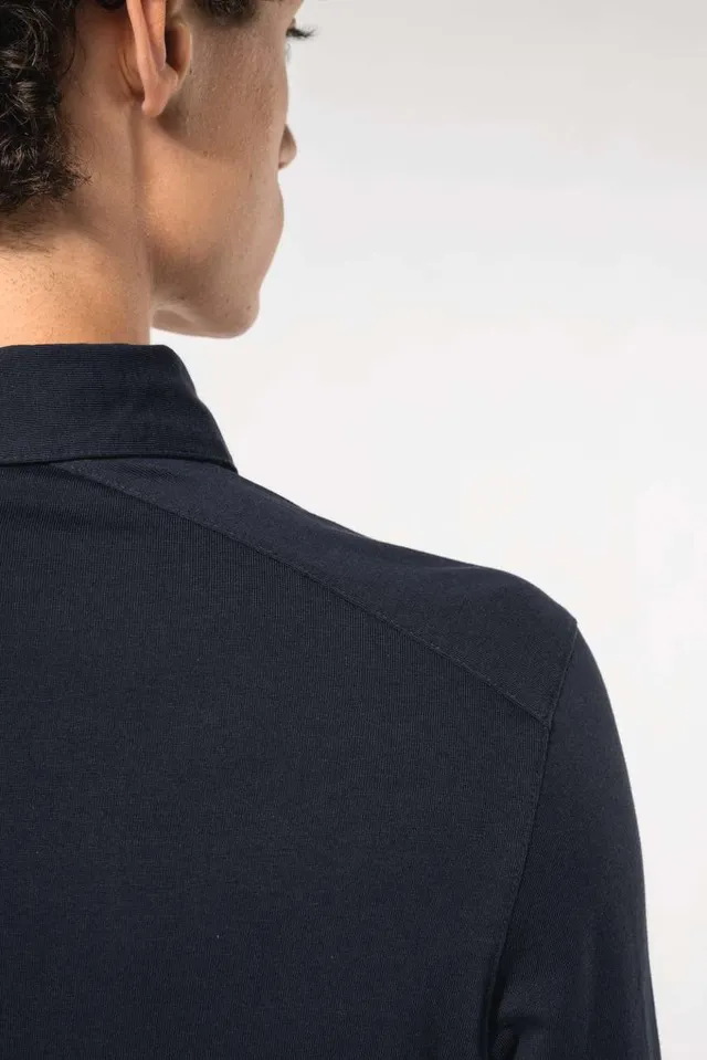Kariban férfi hosszú ujjú jersey galléros póló (K264), modellen