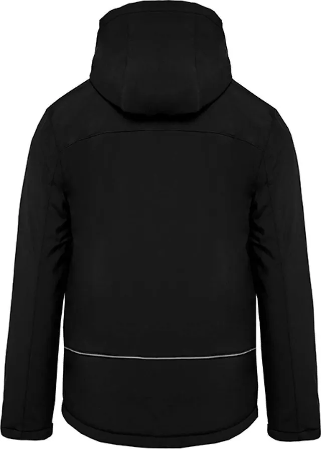 Kariban férfi kapucnis softshell bélelt parka (K650), Fekete színben