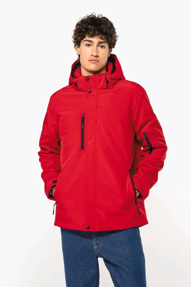 Kariban férfi kapucnis softshell bélelt parka (K650), modellen