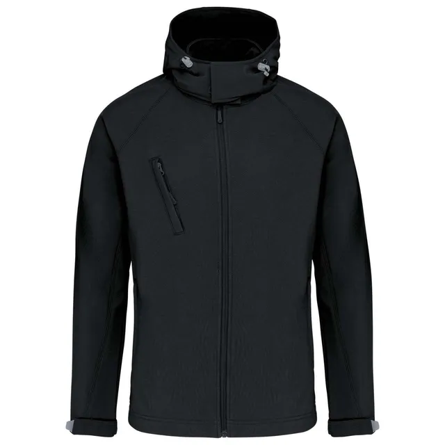 Kariban férfi kapucnis softshell kabát (K413), Fekete színben
