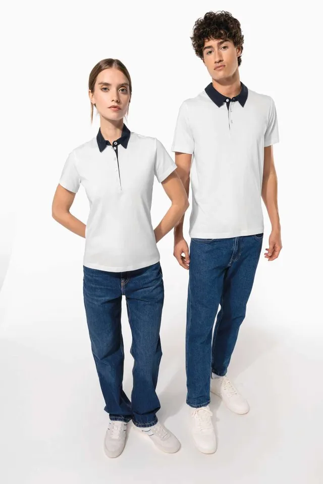 Kariban férfi kéttónusú jersey galléros póló (K260), modellen