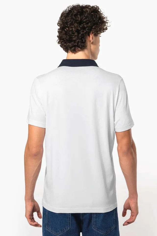 Kariban férfi kéttónusú jersey galléros póló (K260), modellen