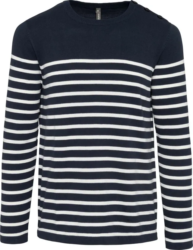Kariban férfi matróz pulóver (K989), Striped Navy/Törtfehér színben