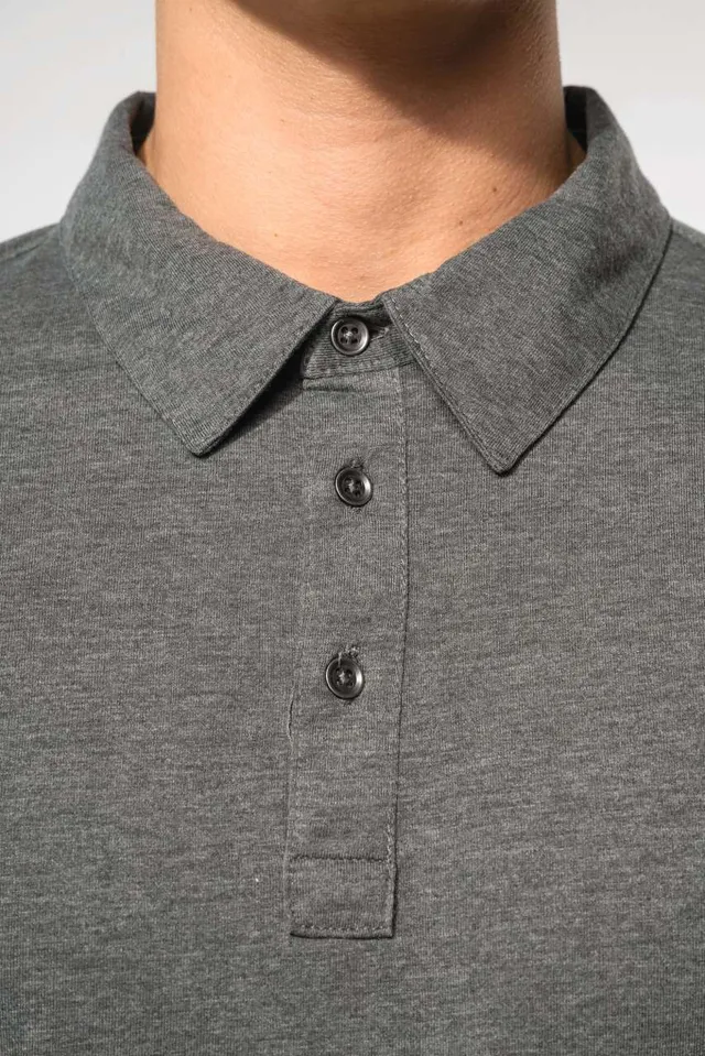 Kariban férfi rövid ujjú jersey galléros póló (K262), modellen
