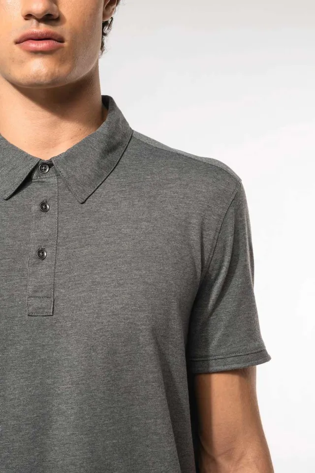 Kariban férfi rövid ujjú jersey galléros póló (K262), modellen
