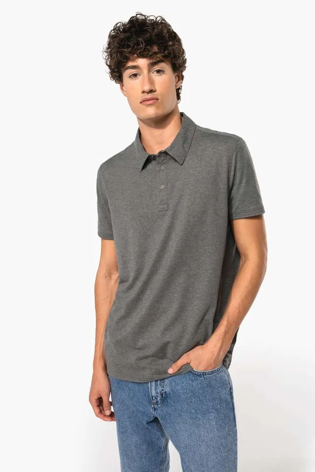Kariban férfi rövid ujjú jersey galléros póló (K262), modellen