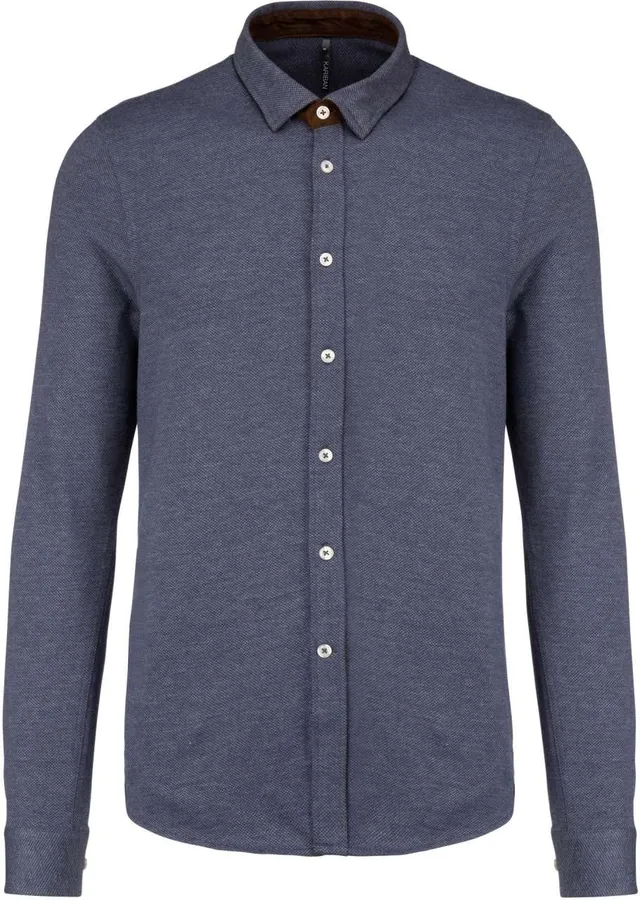 Kariban hosszú ujjú Jacquard férfi ing (K507), Jacquard Blue (kék) színben