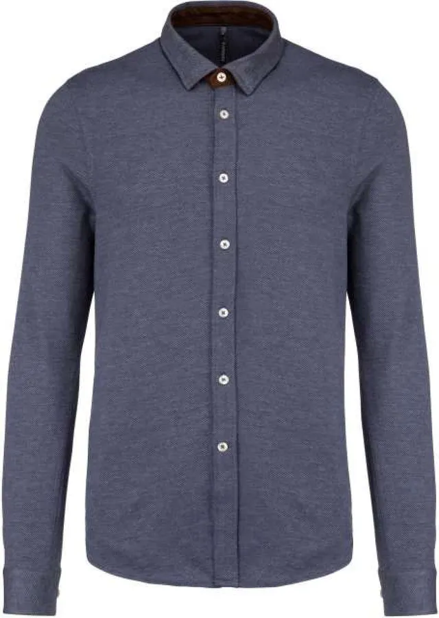 Kariban hosszú ujjú Jacquard férfi ing (K507), modellen