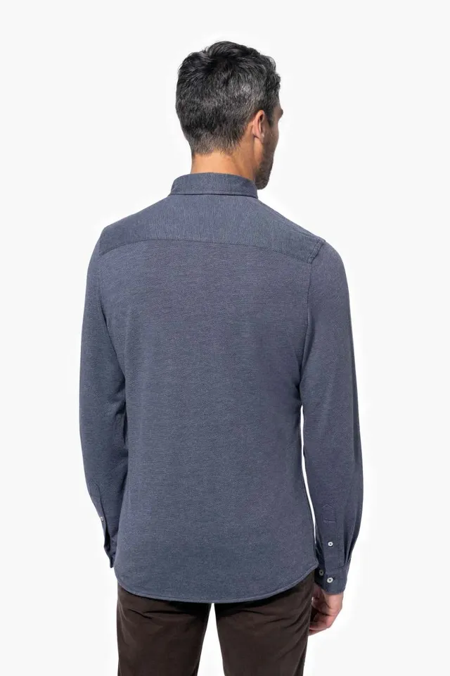 Kariban hosszú ujjú Jacquard férfi ing (K507), modellen
