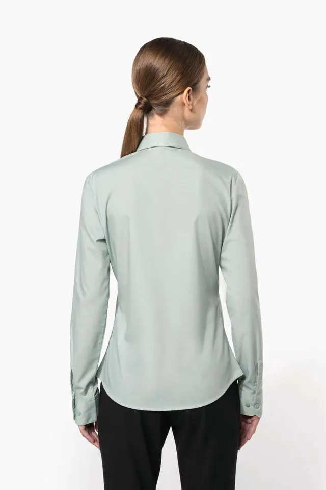 Kariban Jessica - női hosszú ujjú könnyen kezelhető Polycotton poplin ing (K549), modellen