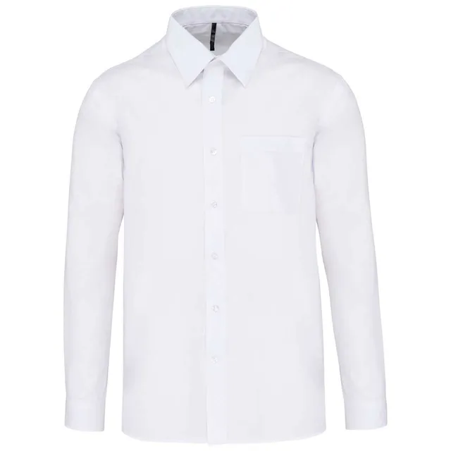 Kariban Jofrey - férfi hoszú ujjú könnyen kezelhető Polycotton Poplin ing (K545), Fehér színben
